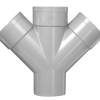 Het dubbel PVC T-stuk 45° met 3x lijmmof 
