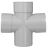 Het dubbel PVC T-stuk 90° met 3x lijmmof 