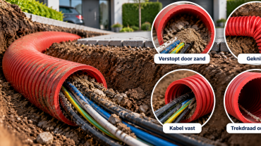 verstopte mantelbuis met kabelproblemen