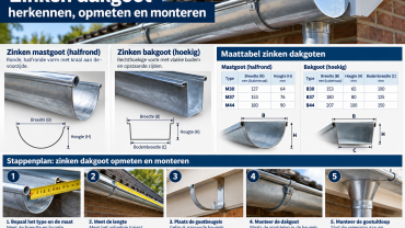 infographic zinken dakgoten opmeten en monteren