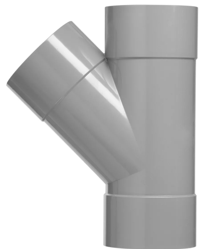 PVC T-stuk 45° met 3x lijmmof 