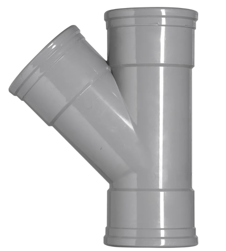 PVC T-Stuk Dubbelwandig  45° (3x Manchet)