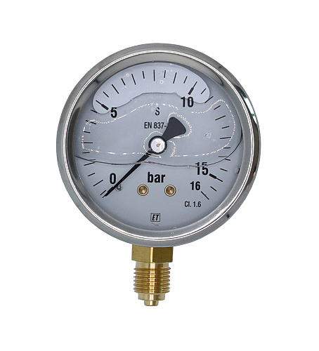 Manometer 0-16 bar glyc. oa.
