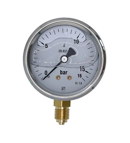 Manometer 0-16 bar glyc. oa.