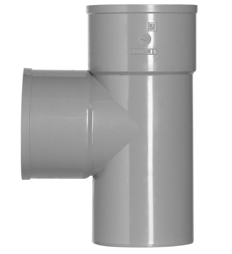 PVC T-stuk 87°/90° met 2x lijmmof 