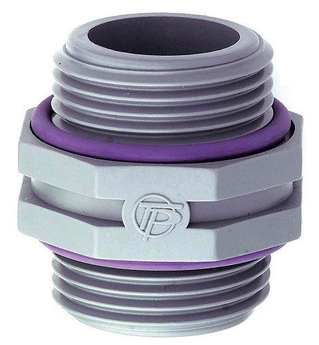 PP draadnippel 2 x 1" bu.dr. met o-ring