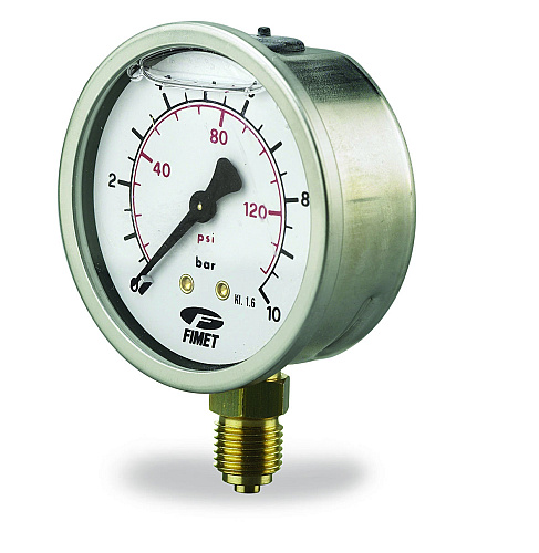 Manometer 0-10 bar glyc. oa.