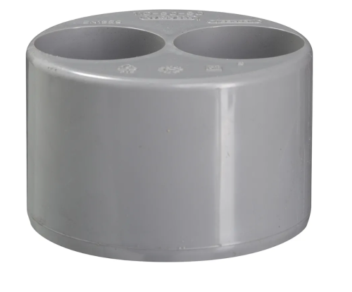 Het PVC verloop dubbel inwendig – 2x lijmmof (grijs) 