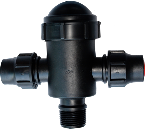 AK Palaplast T-filter PP 25 x 1" x 25 met gaasfilter (Zonder aftapkraan) blauw - 370 micron - Max. d