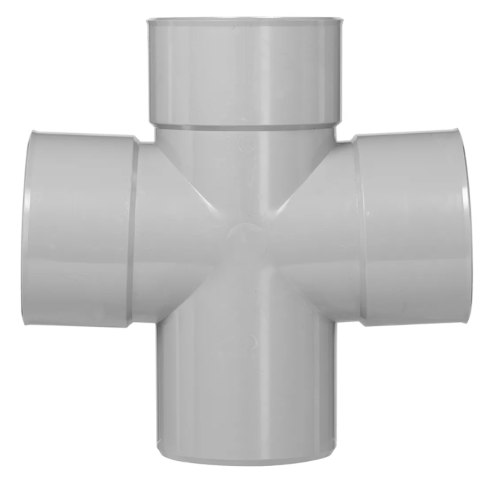 Het dubbel PVC T-stuk 90° met 3x lijmmof 