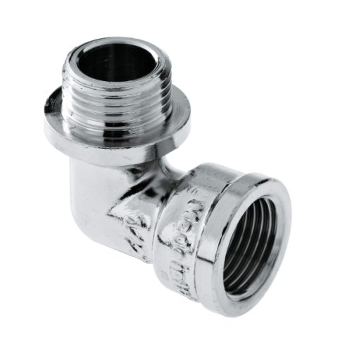 BONFIX Draad verchroomde kniekoppeling buitendraad met kraag x binnendraad