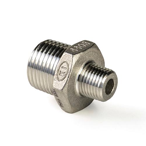 RVS Dubbele verloopnippel 2x buitendraad