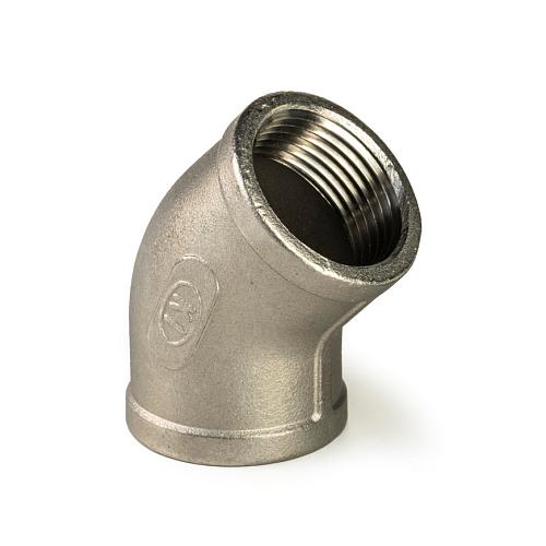 RVS Knie 45° 2x binnendraad