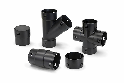 PVC drainagehulpstukken worden gebruikt voor het verbinden en afsluiten van drainagebuizen. Het assortiment omvat eindkappen, moffen, T- en kruisstukken en verloopstukken naar HWA-buizen, waarmee een eenvoudig en betrouwbaar drainagesysteem kan worden opgebouwd.
