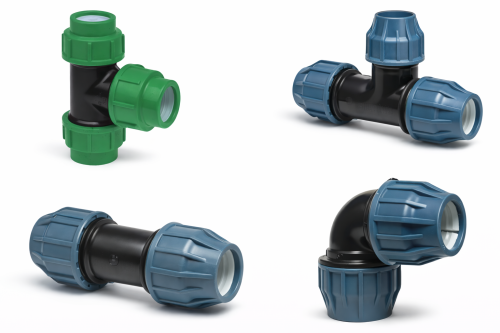 Tyleen koppelingen worden gebruikt voor het verbinden en aftakken van PE- en tyleenslangen binnen water- en beregeningsinstallaties. Het assortiment omvat onder andere tyleen verloopstukken voor diameter-overgangen, T-stukken voor aftakkingen, moffen en bochten voor het verlengen en richten van leidingen en eindstukken voor het afsluiten van de slang. Daarnaast zijn er tyleen muurplaten voor een nette en vaste aansluiting aan de wand. Samen zorgen deze koppelingen voor een betrouwbare en eenvoudig te monteren waterinstallatie.