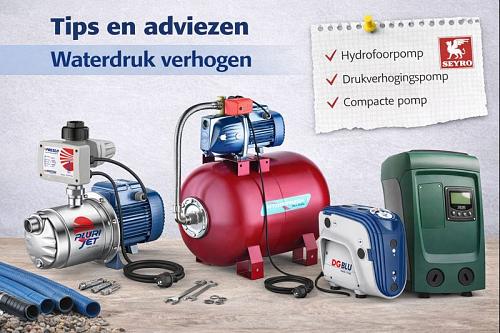 Controleer eerst of de waterbron en leidingdiameter voldoende capaciteit hebben voordat je een pomp kiest. Gebruik een drukverhogingspomp of hydrofoorpomp die past bij het gewenste debiet en de toepassing. Plaats waar nodig een drukvat voor een stabiele druk en minder schakelmomenten. Zorg voor juiste afstelling van drukschakelaar of frequentieregelaar en gebruik filters om vervuiling te voorkomen. Regelmatig onderhoud houdt de waterdruk constant en verlengt de levensduur van de installatie.