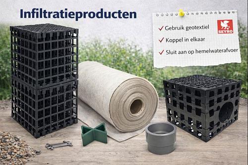  Infiltratiesystemen zorgen ervoor dat regenwater niet langer verloren gaat in het riool, maar teruggegeven wordt aan de bodem. Zo voorkom je wateroverlast én draag je bij aan het herstel van de natuurlijke grondwaterstand. Zeker bij hevige buien is infiltratie essentieel om verhardingen droog te houden en schade aan tuinen of verhard oppervlak te voorkomen. Deze systemen worden steeds vaker toegepast bij woningen, bedrijventerreinen en in de openbare ruimte – denk aan infiltratiekratten, -buizen of grindkoffers die ondergronds worden geplaatst.

Door regenwater lokaal te laten infiltreren, verminder je ook de belasting op het rioolstelsel, wat helpt bij het voorkomen van overstort en vervuiling van oppervlaktewater. Een slimme en milieuvriendelijke oplossing, passend bij deze tijd.

Hoe werkt infiltratie?
 Een infiltratiesysteem vangt regenwater op via kolken, goten of dakafvoeren en leidt dit naar ondergrondse voorzieningen zoals kratten of buizen met een open structuur. Het water zakt vervolgens langzaam in de bodem, waarbij vuil wordt gefilterd en de natuurlijke kringloop wordt hersteld. Belangrijk is dat het systeem goed is afgestemd op de bodemsoort, het afwateringsoppervlak en de verwachte regenval.
Bij Vervelde adviseren we je over de juiste capaciteit, materiaalkeuze en plaatsing. Of je nu zelf aan de slag gaat of het project uitbesteedt – wij zorgen dat je systeem klopt tot in de details.
