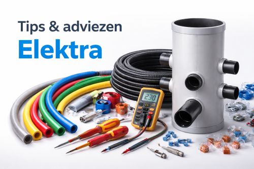 Zorg bij elektra-installaties voor een veilige en overzichtelijke aanleg door kabels altijd te beschermen met elektrabuis of mantelbuis. Gebruik de juiste bevestigingsmaterialen en hulpstukken voor een stabiele montage en voorkom scherpe bochten in de leiding. Houd rekening met toekomstige uitbreidingen door voldoende ruimte en trekpunten te voorzien. Een nette en goed aangelegde installatie verhoogt de veiligheid en maakt onderhoud eenvoudiger.