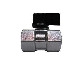 messing verchroomde mini kogelkraan 2 x binnendraad