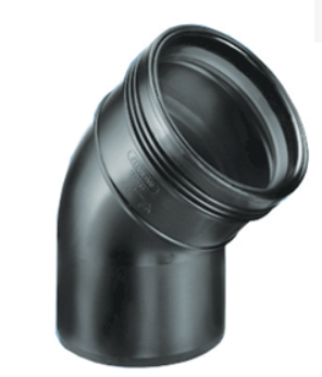 Wafix PP bocht 45graden m/s zwart 