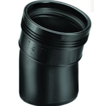 Wafix PP bocht 15 graden m/s zwart