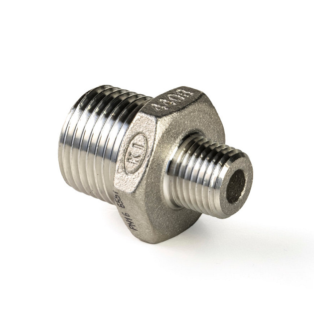 RVS Dubbele verloopnippel 2x buitendraad