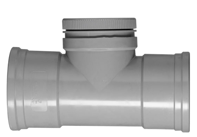 PVC Ontstoppingsstuk  Schroefdeksel, 2x Rubbermanchet