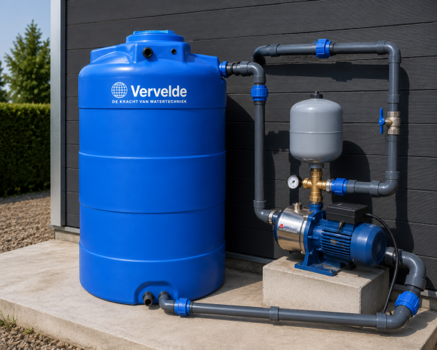 Vervelde Vat LDPE blauw 5000ltr WRAS type CV vertikaal