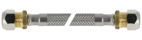 De BONFIX RVS flexibele aansluitleiding van 35 cm is uitgerust met twee  knelaansluitingen