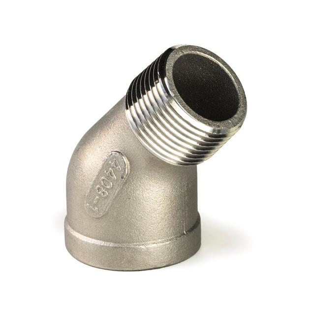 RVS Knie 45° binnendraad x buitendraad