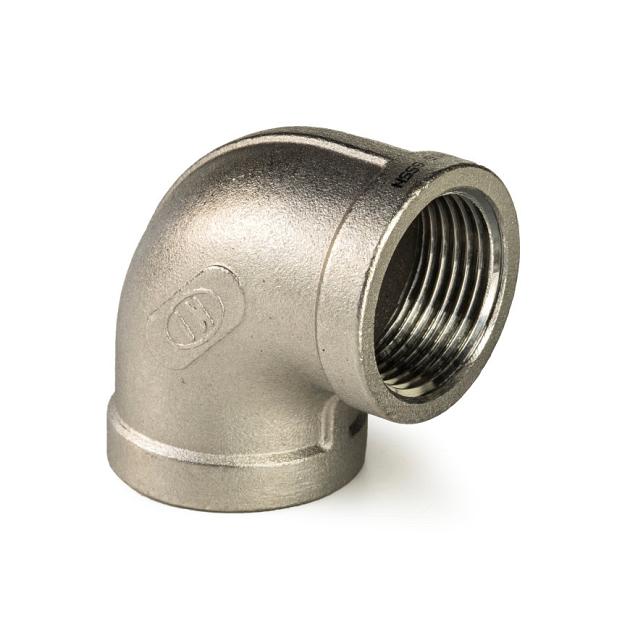 RVS Knie 90° 2x binnendraad