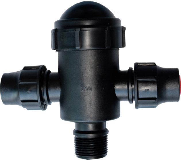 AK Palaplast T-filter PP 25 x 1" x 25 met gaasfilter (Zonder aftapkraan) blauw - 370 micron - Max. d