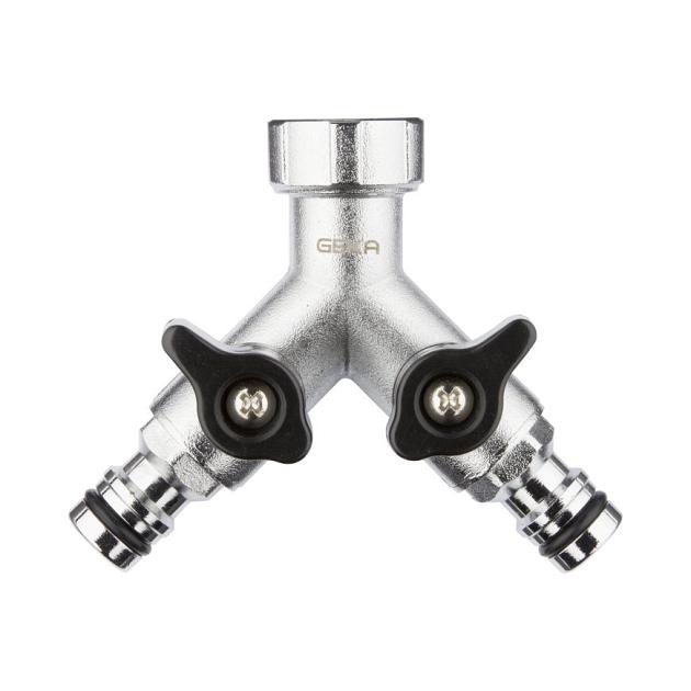 Geka Plus 2-weg waterverdeler messing chroom