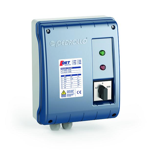 Pedrollo aansluitkast voor 3", 4" en 6" 3-fase bronpompen QET 100 400V - 0,75kW - 1PK - 2,5A