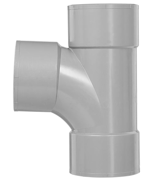 PVC T-stuk 87°/90° stromend met 3x lijmmof 