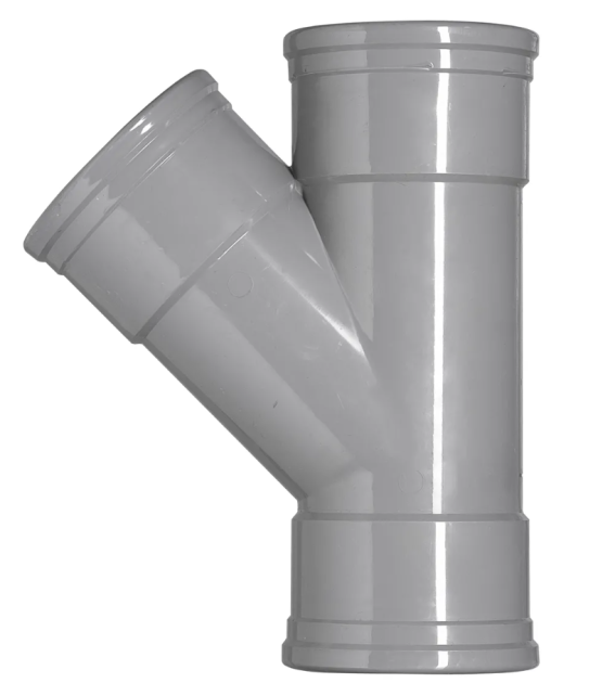 PVC T-Stuk Dubbelwandig  45° (3x Manchet)