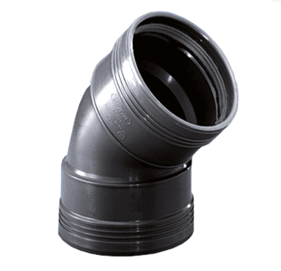 Wafix PP bocht 45 graden m/m zwart