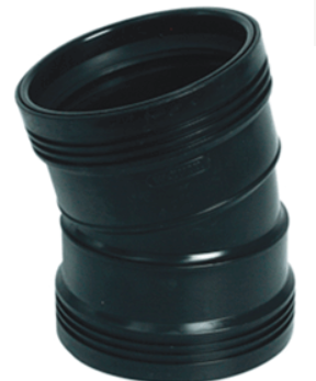 Wafix PP bocht 15 graden m/m zwart