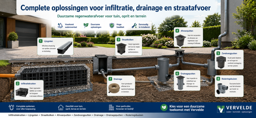 infiltratie kratten lijngoten straatkolken afvoerputten zandvangputten drainage drainageputten rioleringsbuizen