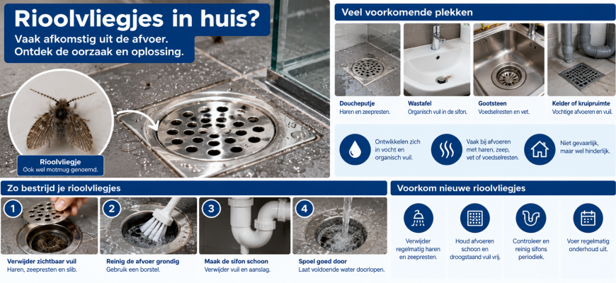 rioolvliegjes oorzaak en oplossing